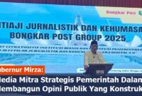 Gubernur Mirza Saat Membuka Santiaji Jurnalistik dan Kehumasan Bongkar Post Group 2025 di Horison Hotel, Sabtu (18/10/2025)