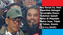 Roy Suryo Usai Menjalani Pemeriksaan di Mapolda Jaya, di dampingi Kuasa Hukumnya Refly Harun./foto.IST