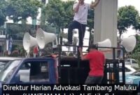 Direktur Harian Advokasi Tambang Maluku Utara (HANTAM Malut), Al-Fatih Soleman,saat lakukan orasi di Jakarta./photo.dok IST