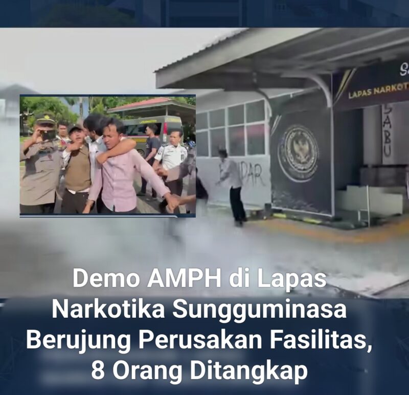 Suasana perusakan fasilitas pasca demo AMPH di Lapas Narkotika Sungguminasa Gowa./tangkapan layar