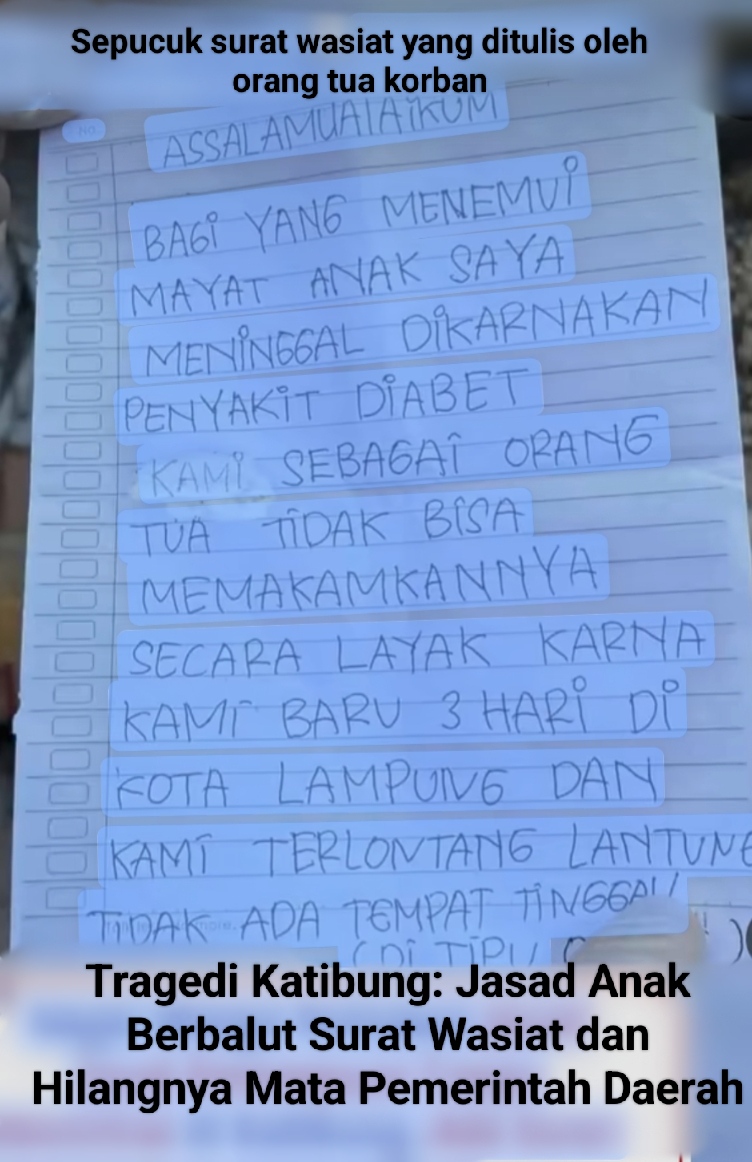 Sepucuk Surat yang Ditulis Orang Tua Korban./ foto: Dok.Istimewa