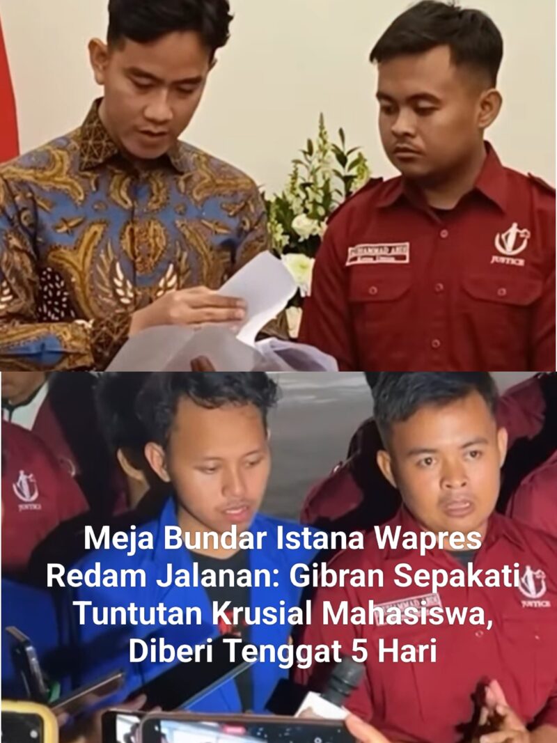 Wakil Presiden Gibran Rakabuming Raka secara mendadak membuka pintu gerbang timur istana bagi 15 perwakilan mahasiswa yang menggelar unjuk rasa besar-besaran di ibu kota, Senin (15/6/2026) sore./foto: Dok