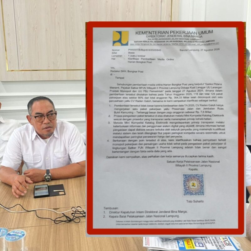 Toto Suharto. Surat klarifikasi (insert)/foto Istimewa 