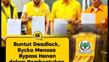 Rycko Menoza bersama mayoritas tim formatur—Samsir (PK Rajabasa), M. Rifai (PK Kedamaian), dan Darma Edi Tabrani (Hasta Karya)—mengumumkan telah merampungkan susunan 116 nama pengurus tanpa keterlibatan unsur provinsi.Sabtu (22/9/2026)/foto dok istimewa 