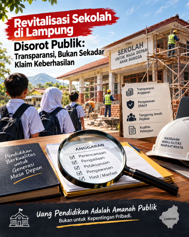 Program revitalisasi sekolah di Lampung menjadi sorotan publik. Transparansi anggaran, pengawasan pelaksanaan, dan kualitas hasil pekerjaan perlu dibuktikan demi memastikan dana pendidikan digunakan sesuai peruntukannya./ilustrasi 